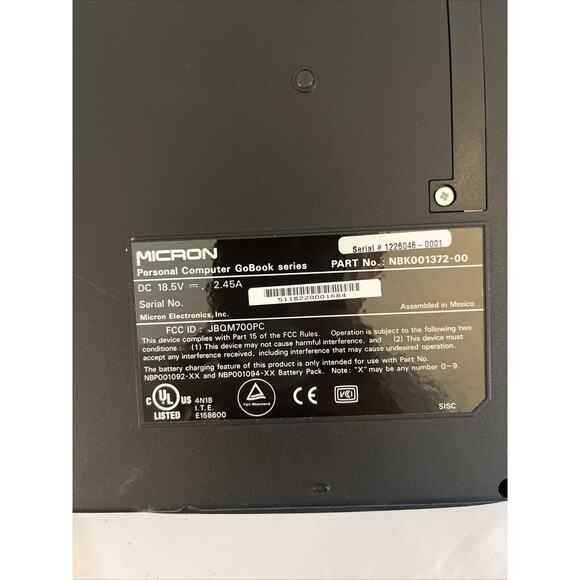 Vintage Micron Personal Computer GoBook Series Nbk001372-00 Untested/nocharger - Picture 7 of 11